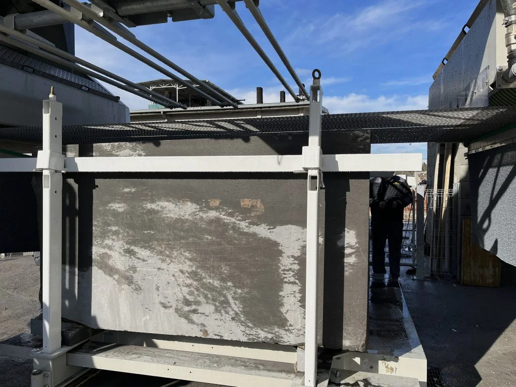 Stone slab production process